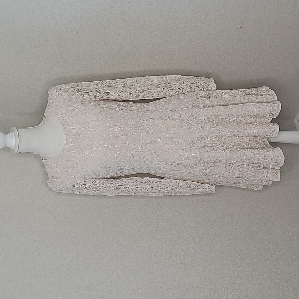 Reiss Nineteen|Seventy-One Rosalin Nude Lace Long Sleeve Dress